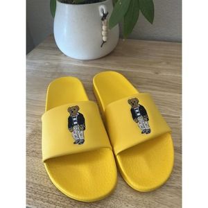 Polo Bear Slides Mens Size 9 Ralph Lauren Pool Sandals Yellow